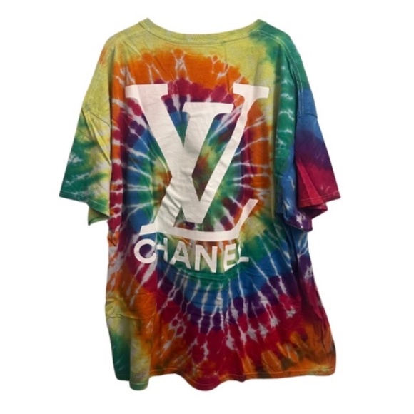 DEADSTOCK PIZZA SLIME Tie-Dye “Gucci / LV Chanel” Graphic Tee 🌈 - Picture 2 of 2